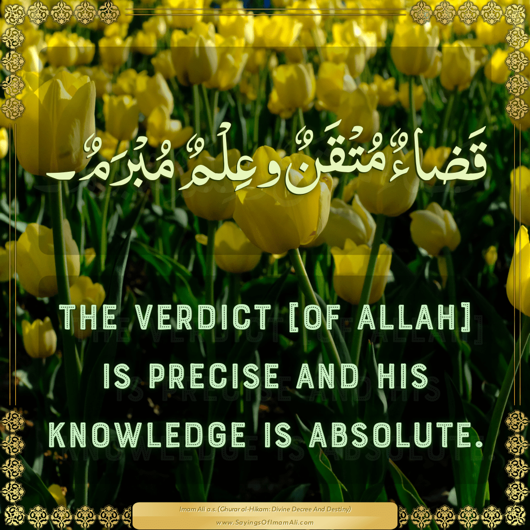 The verdict [of Allah] is precise and His knowledge is absolute.